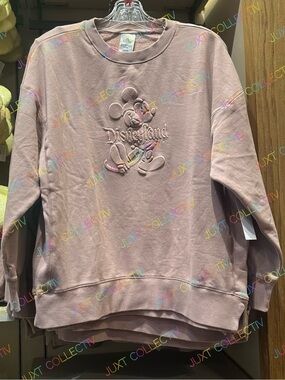 Disneyland Mickey Mouse Embroidered Chocolate Sweatshirt NWT